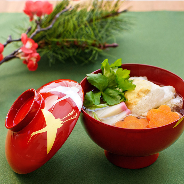 雑煮椀 金牡丹 溜内朱 漆塗り 12-01007 漆器の井助