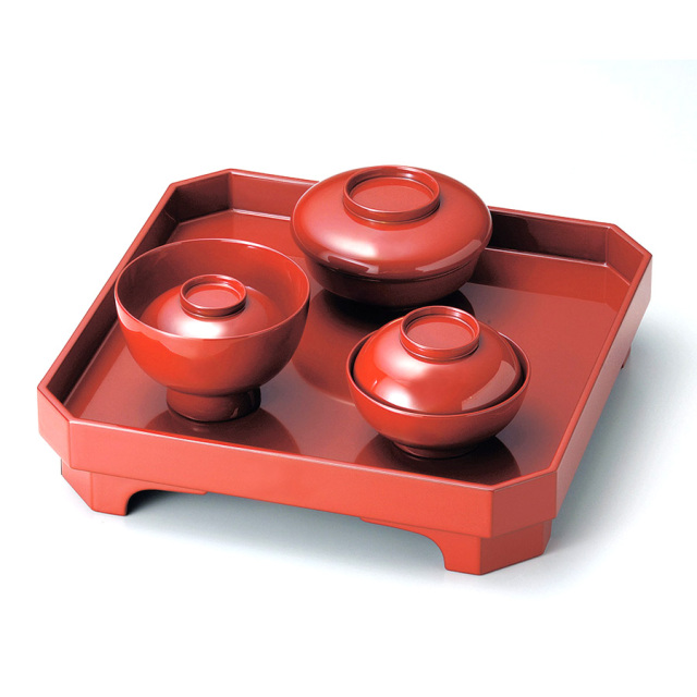 仏具 6.5 膳椀 朱/黒内朱 木製 漆塗り 12-15707/15708 漆器の井助