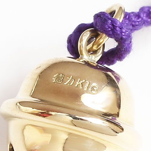 送料無料】【日本製】18金/K18/18金 ストラップ/根付 金の鈴/ベル