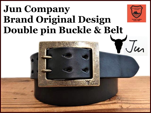 JUN COMPANYオリジナルデザイン ダブルピンバックル付き栃木レザー