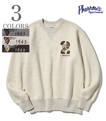 PHERROW'S フェローズ トップ杢|両Vガゼット|クルーネック|スウェット