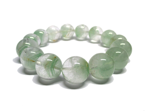 グリーンファントムクォーツ 水晶 ブレスレット 約14～15mm 天然石専門