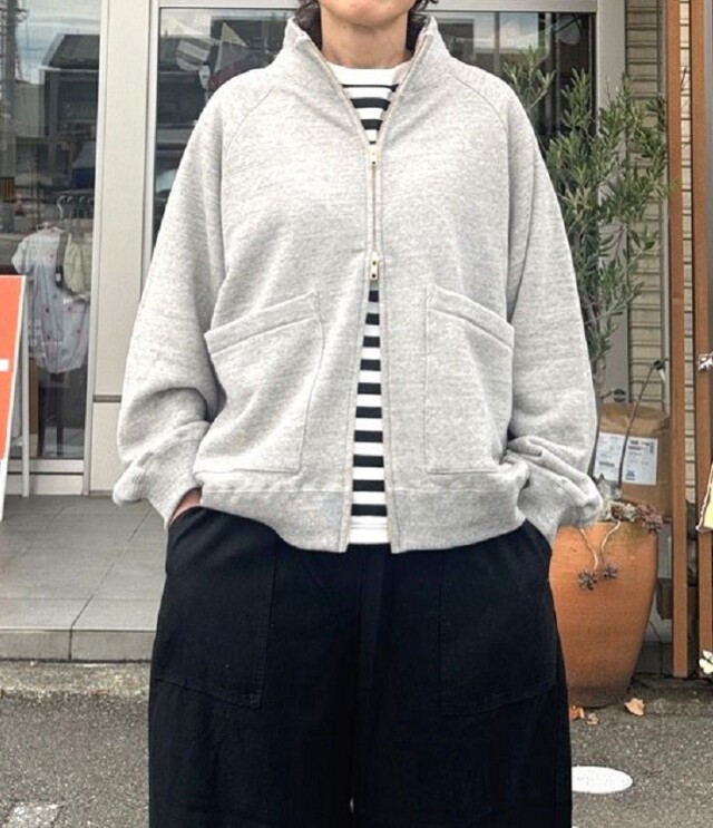 BLUE LAKE MARKET TOBI裏毛 ラグラン ジップ パーカー（グレー）