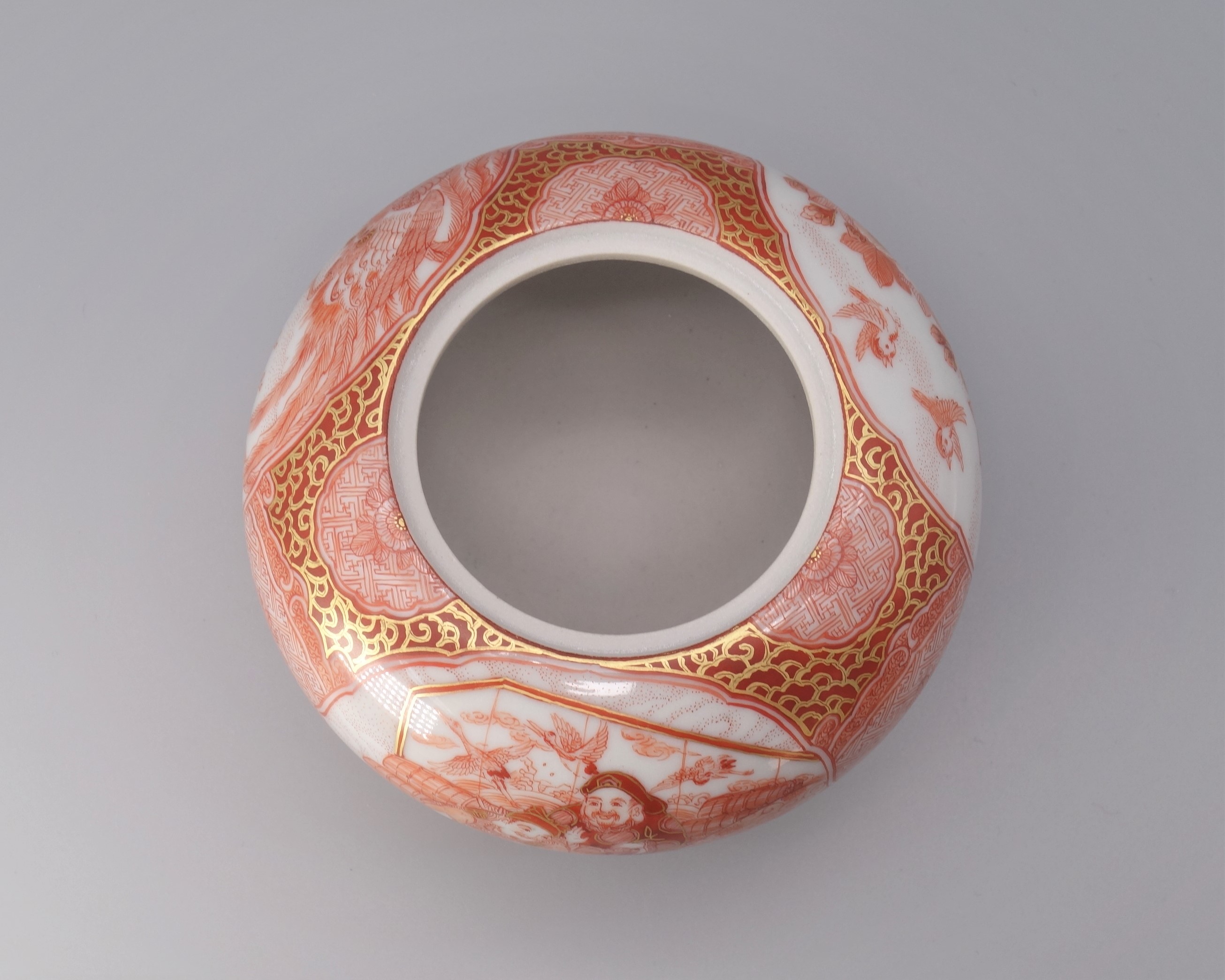 香炉（3.8号） 赤絵恵比寿大黒文 [ 福島武山 ]