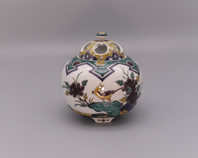 香炉 古九谷花鳥 [銀泉窯 三浦晃禎 ]