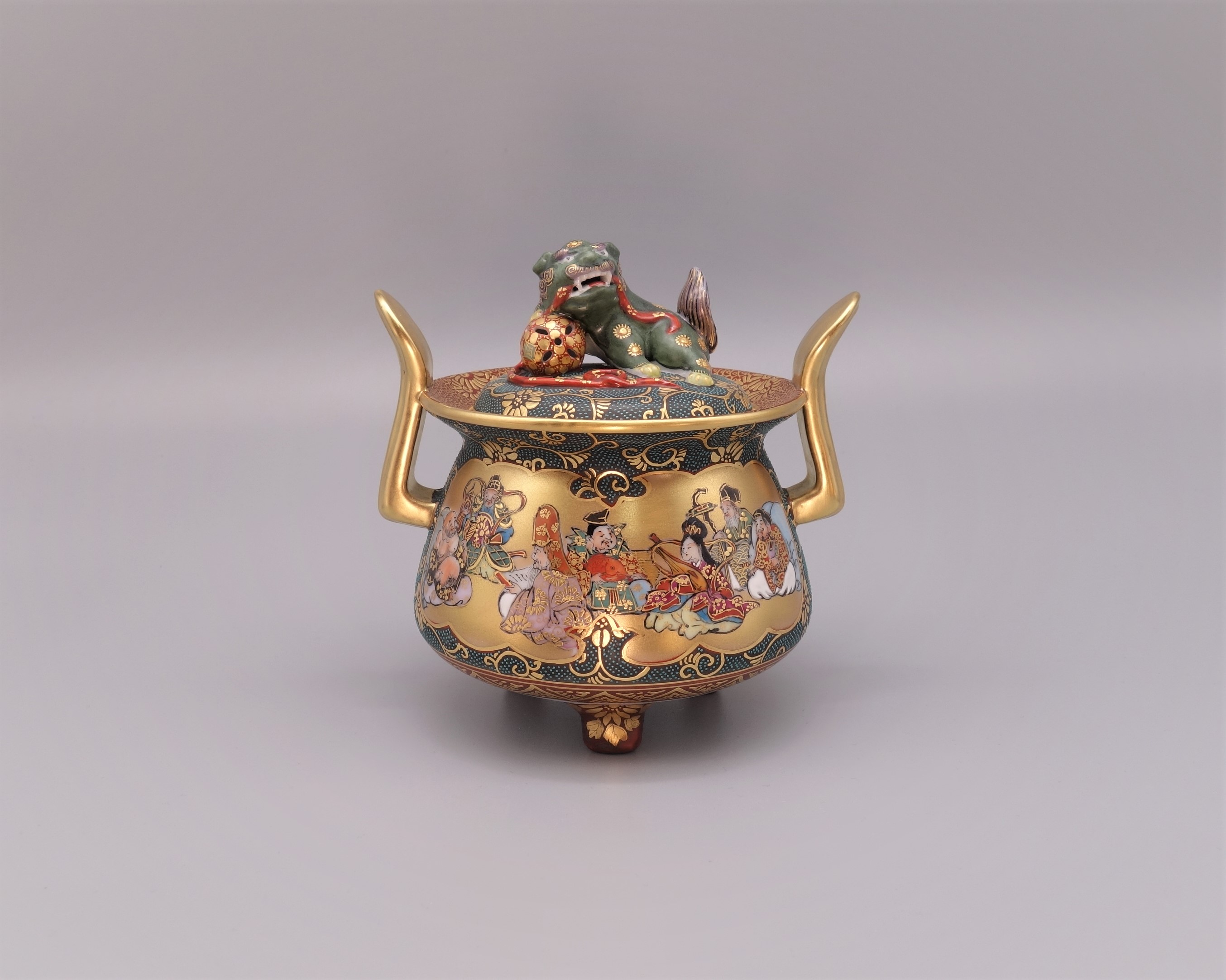 香炉（獅子蓋） 本金七福神 [ 中田錦峰 ]