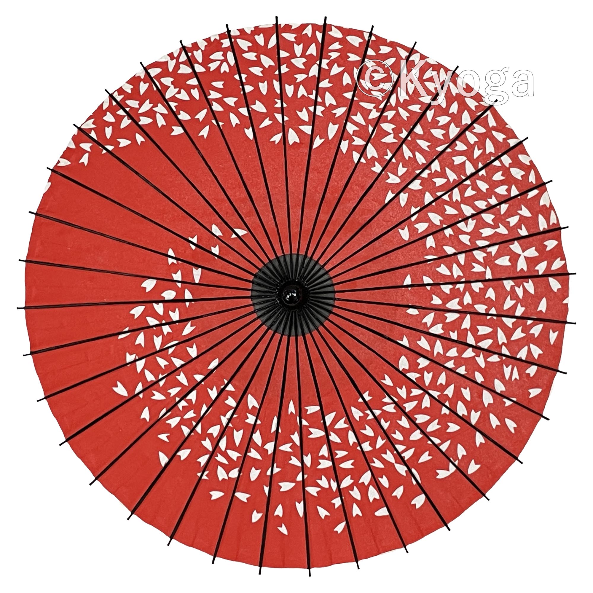 和傘・野点傘専門店 恭雅】 和傘 − 紙傘 1尺4寸 桜渦 朱色 継柄