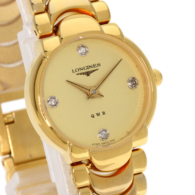 LONGINES ロンジン QWR 4P ダイヤモンド 腕時計 GP/GP レディース