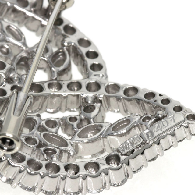 4.07ct ダイヤモンド リーフモチーフ ブローチ プラチナPT900 14.9g