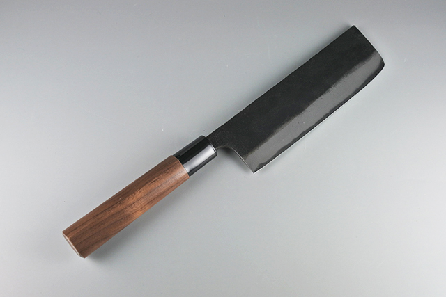 越前刃物】黒打ち 青二鋼（はがね） 菜切包丁 刃渡165mm