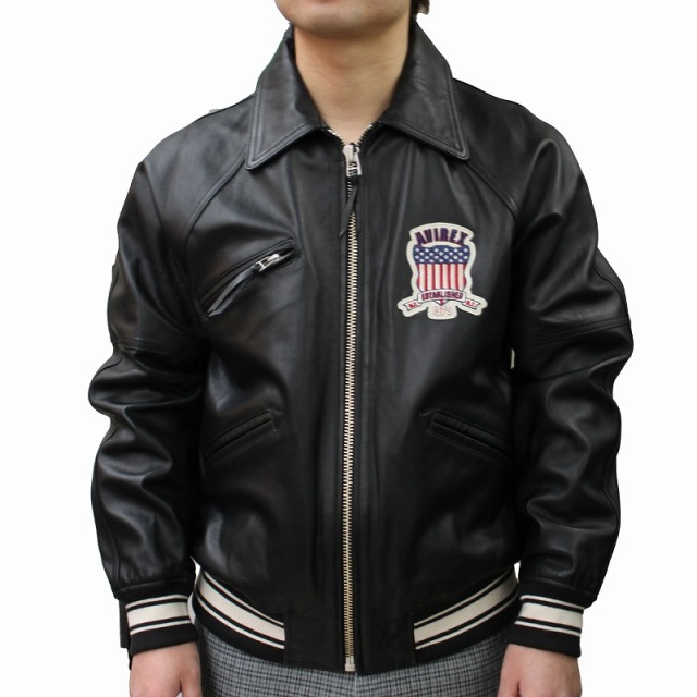 AVIREX 人気スタジャン レザーメンズ 本革ジャケット ヴァーシティ