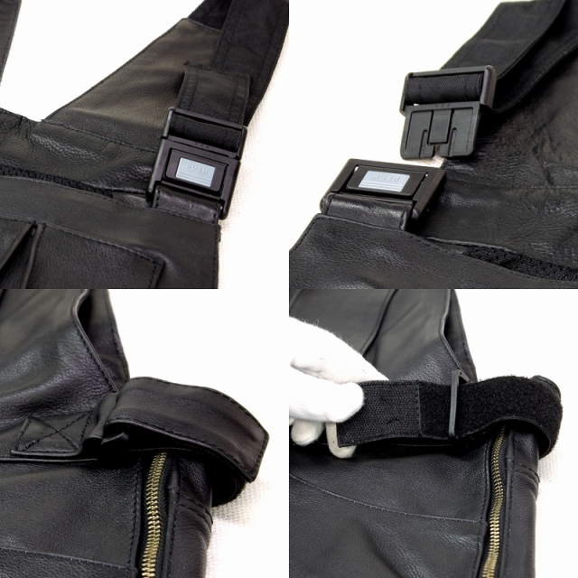 Mo-Laws 牛革 オーバーオール メンズ ブラック S/M/L/LL/3L/ MLJS001