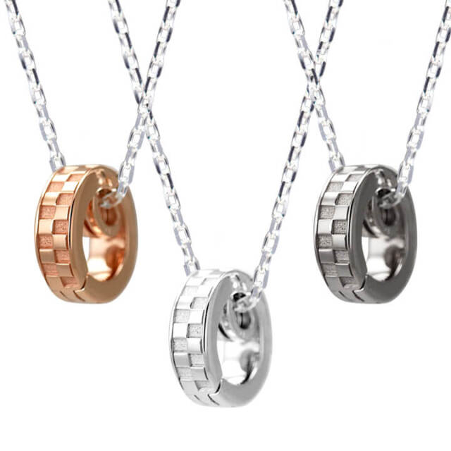 即日発送】刻印可 リングホルダーネックレス カラーが選べる 格子柄