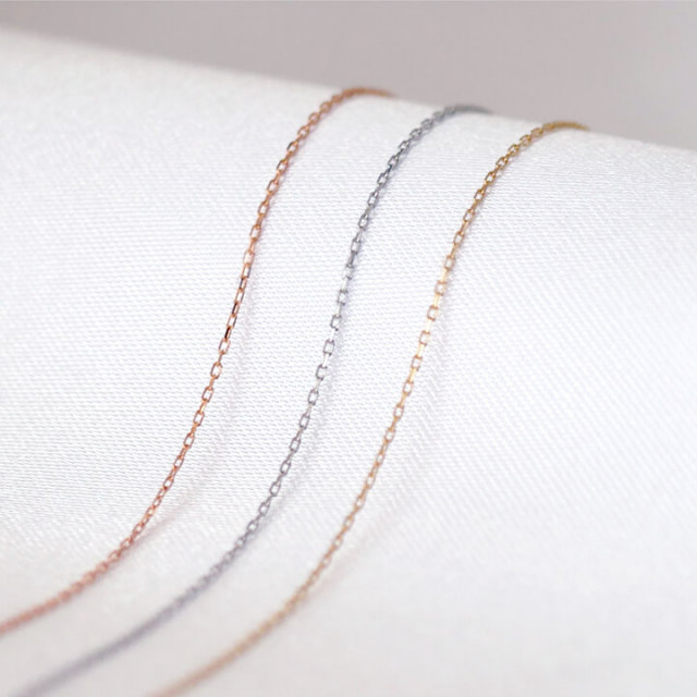 10金 18金 角アズキチェーン カットアズキ 40cm 45cm 50cm 55cm 60cm