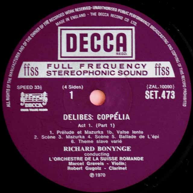 LP レコード オリジナル盤 ボニングのドリーブ/バレエ音楽「コッペリア