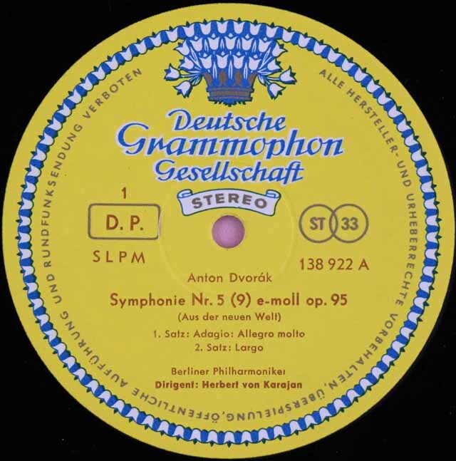 LP レコード 赤ステレオ 独最初期盤 カラヤンのドヴォルザーク/交響曲
