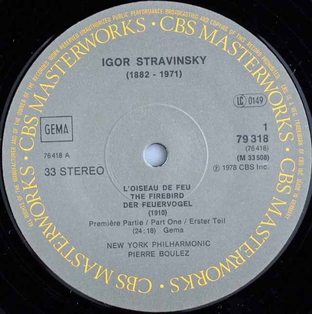 LP レコード 直筆サイン入り ブーレーズのストラヴィンスキー/「火の鳥