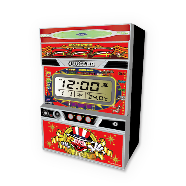ジャグラー スロットクロック 置き時計 レッド 赤 カレンダー アラーム