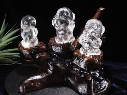 ☆見ざる・聞かざる・言わざる☆三猿モチーフ☆【厳選！澄み切り水晶