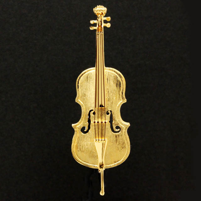 SV925 シルバー ブローチ 《チェロ》 k24メッキ仕上 音楽雑貨