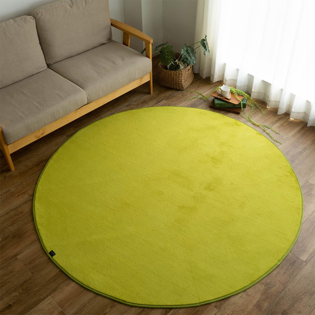 さらっと滑らかシンプル無地で洗える円形ラグマット直径 約 190 cm