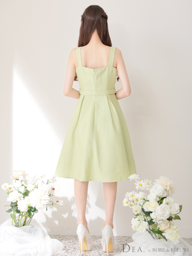 Lサイズあり】サマーツイードフレアキャバドレス【ベルト付き】(DE3125)