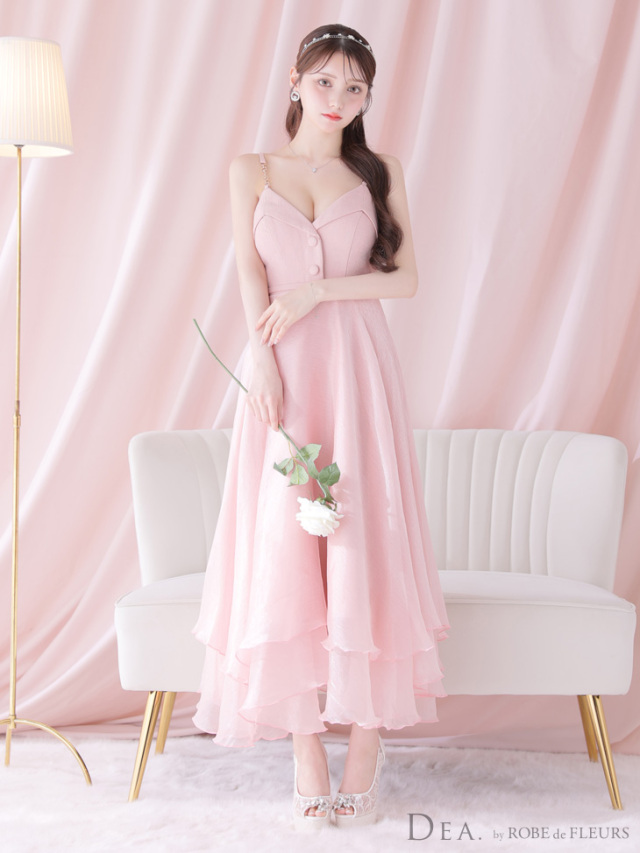 Lサイズあり】サマーツイードティアードフレアオーガンジーロング