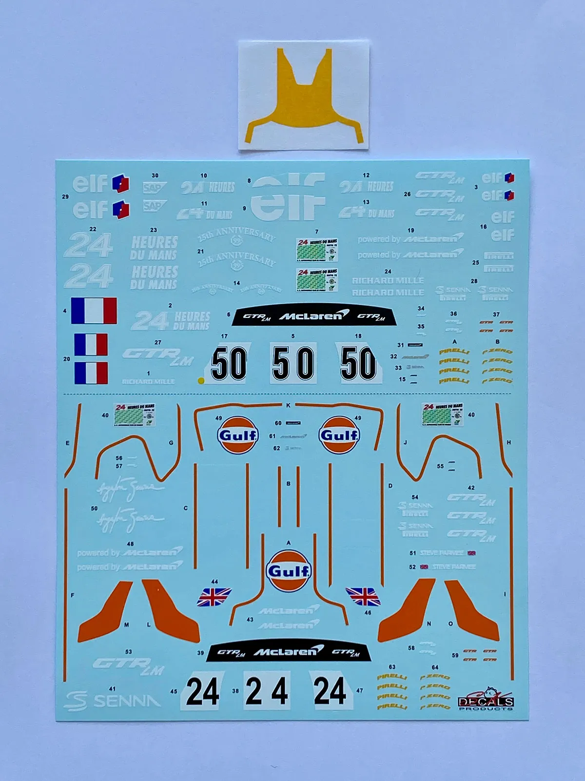 SK decal 1/24 マクラーレン セナ GTR-LM ガルフ No.24/エルフ No.50