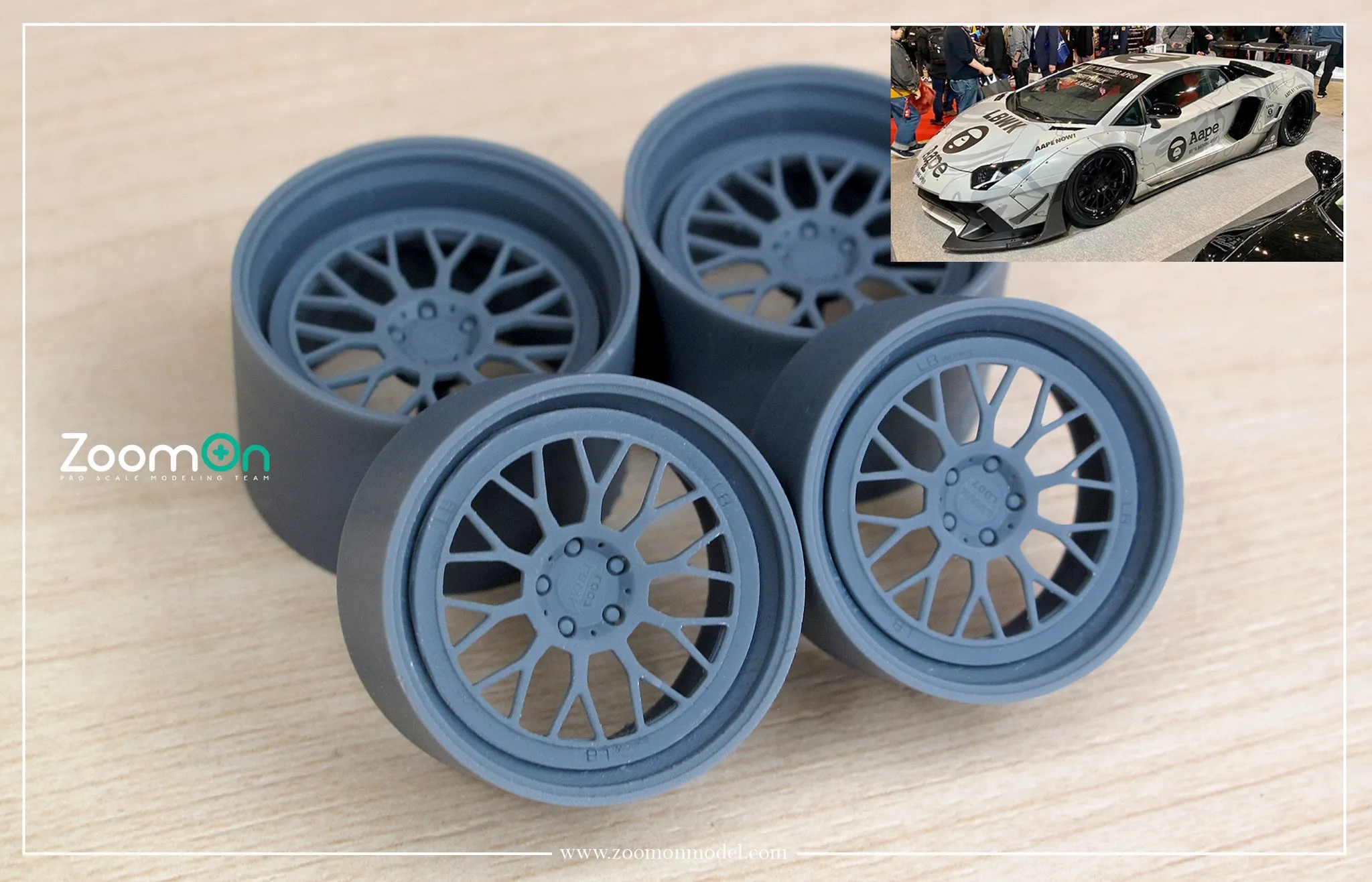 ZoomOn 1/24 20インチ LBワークス LD-12 ホイールセット アヴェン