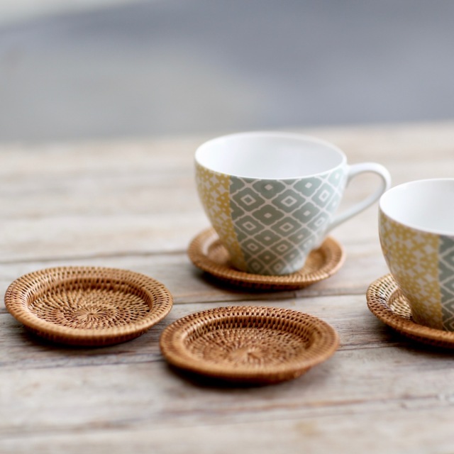 丸型コースター 淵有り1枚 (MAT186) Rosily(ロージリー) バリ島 アタ