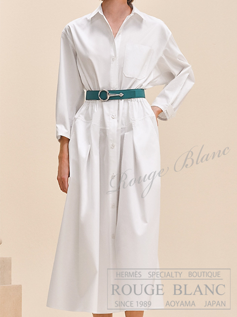 エルメス 2024 S/S シャツドレス ワンピース ホワイト #34 タグ付
