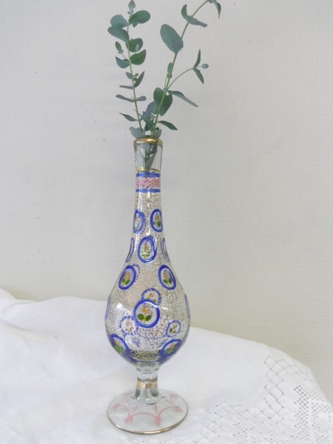 ペルシアン・グラスの花瓶 花柄 ZA073