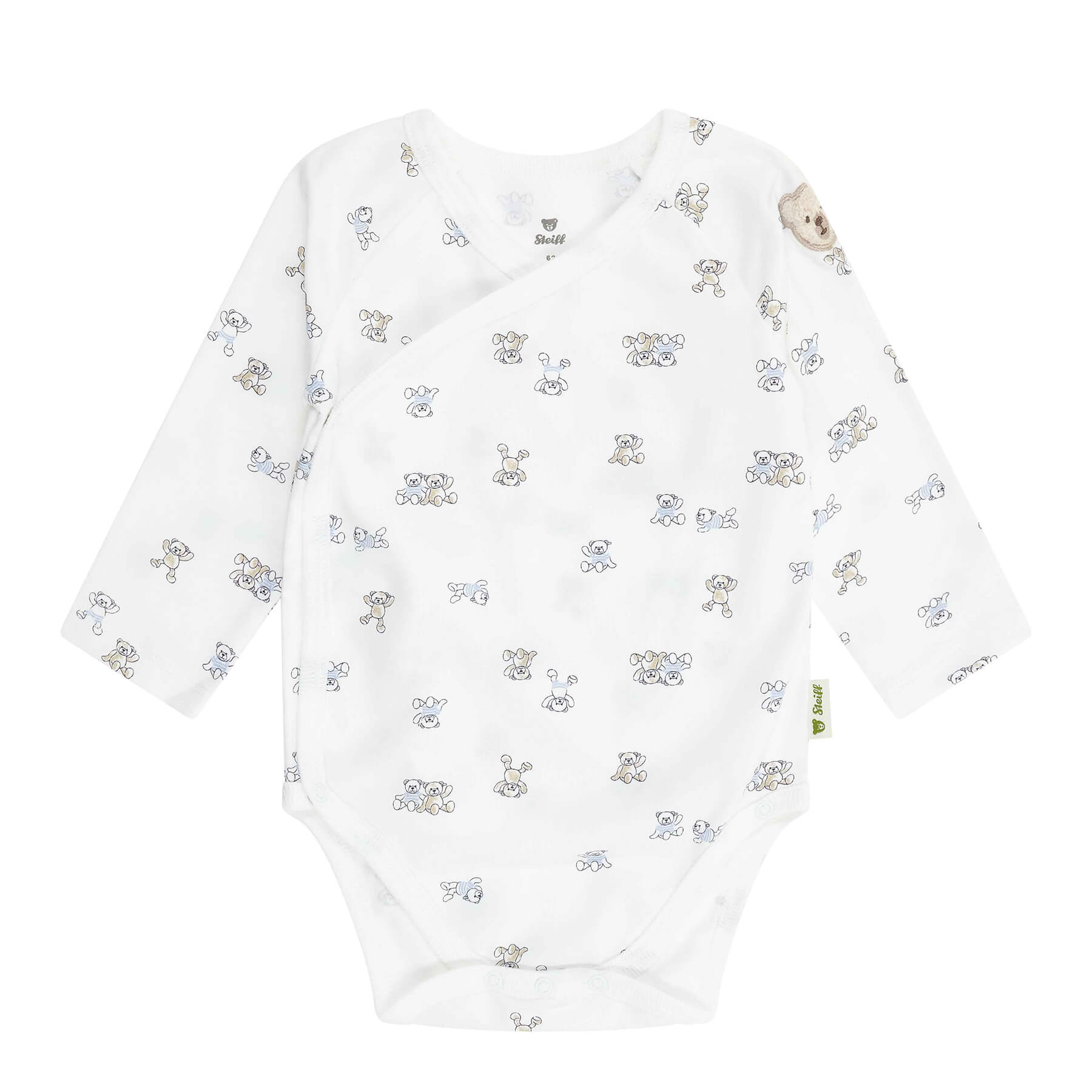 前開き長袖ロンパース ブライトホワイト| ドイツ最高級テディベアの