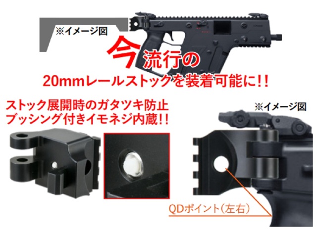 BBT 20mmレール ストックアダプター KRYTAC Kriss Vector GBB/AEG対応