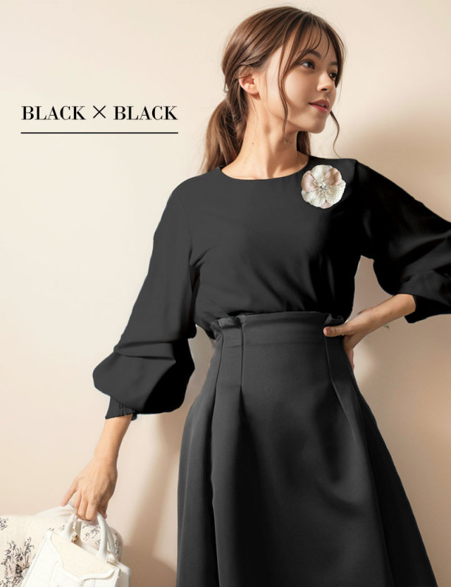 袖2WAYブラウス フレアスカート セット レディース/セットアップ