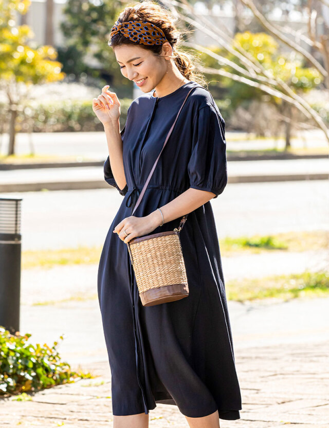 バルーンスリーブワンピース マタニティ 授乳服 産後も使える