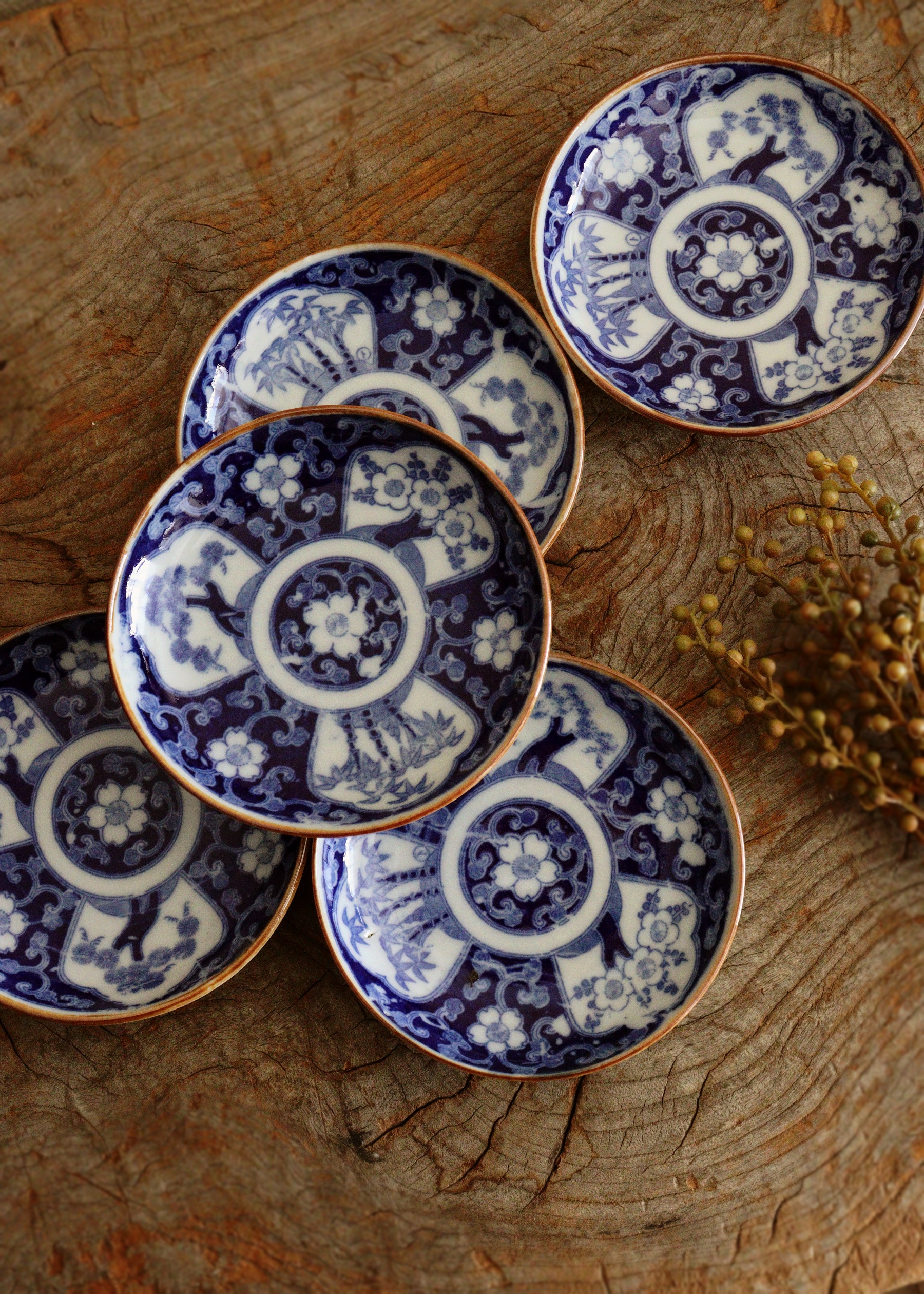 染付印判小皿 5枚組 松竹梅紋様 小皿 取り皿
