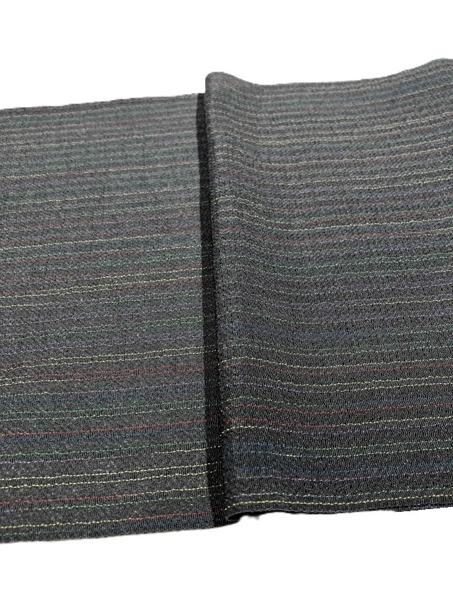 丹後縮緬帯揚げ 泥染 先染め絣 ストライプ チャコールグレー メーカー