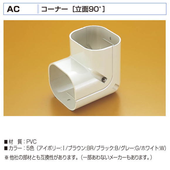 バクマ工業 エアコン配管化粧カバー スマートダクト AD-7用 コーナー