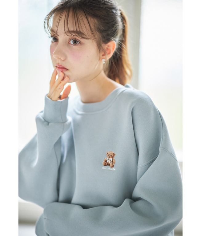 tocco bear刺繍入り裏起毛スウェット