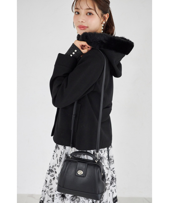 2WAYショルダー付きミニボストンバッグ