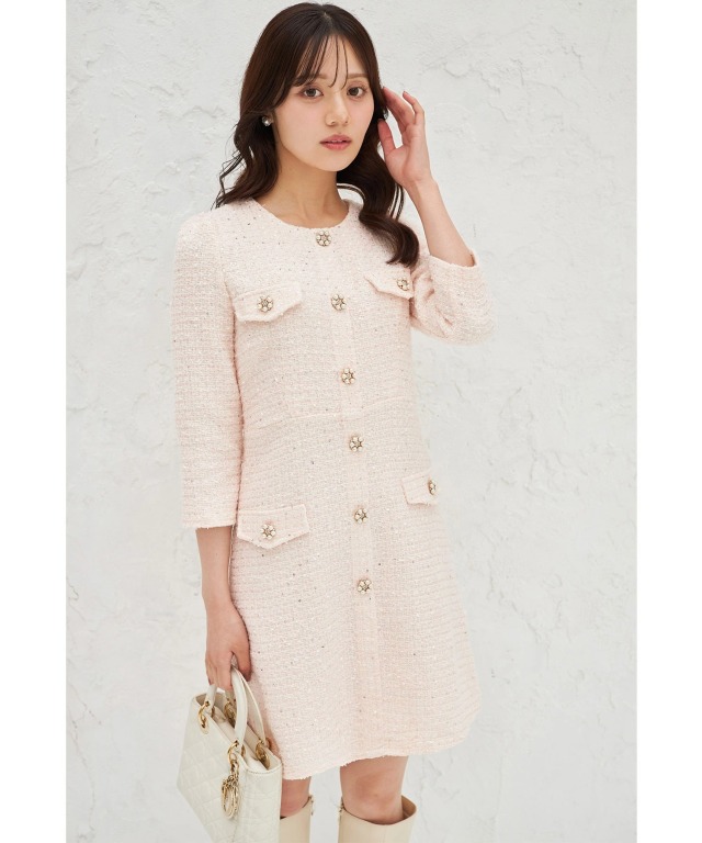 D&Gレースとツイードのノースリーブミニワンピース D&Gレースと