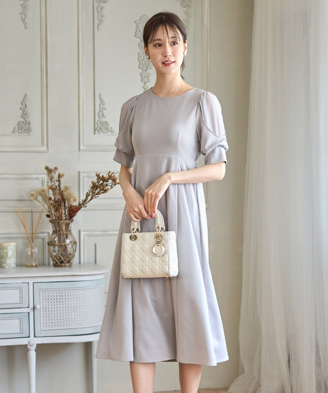 シアースリーブ切り替えワンピース