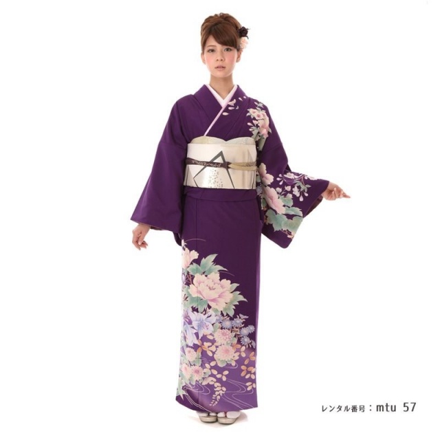 mtu_57】覚めるような紫に大輪の花が美しい訪問着｜着物レンタルマイ