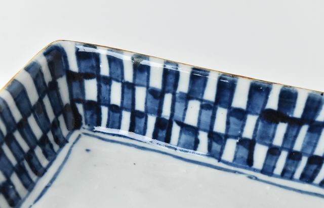 中尾万作 87 染付江戸格子角皿 ｜ 暮らしのうつわ花田 和食器 通販