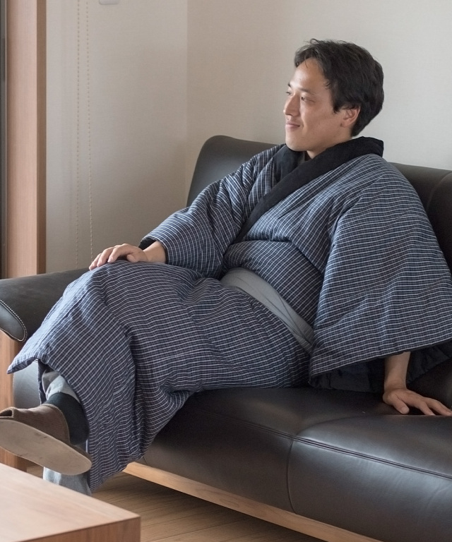 丹前】 日本製 丹前（たんぜん） 1番色紺 145cm丈 | 作務衣・甚平通販