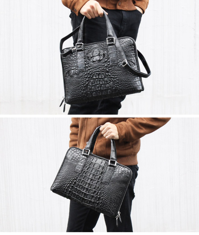 メンズ ビジネスバッグ レザー ワニ革／クロコダイル ブリーフケース