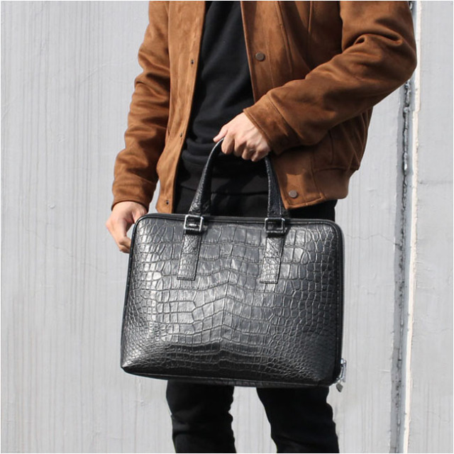シャムネス メンズ ビジネスバッグ レザー ワニ革／クロコダイルPC