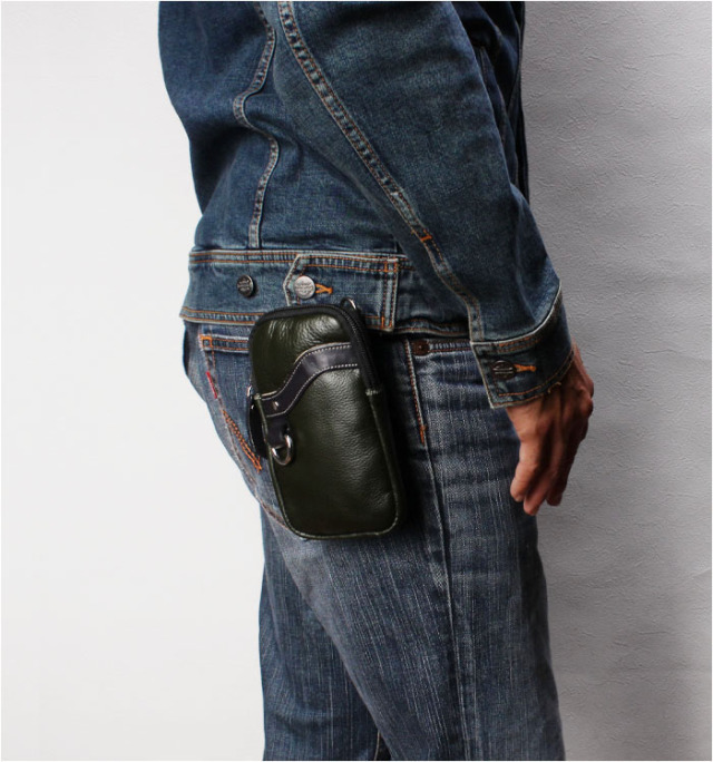 本革 ベルトポーチ ミニ ウエストポーチ レザーバッグ スマホケース