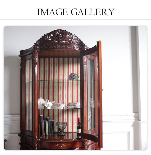 デラックスショーケース(食器棚) 高さ205cm｜高級マホガニー家具